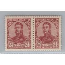 ARGENTINA 1908 GJ 285b PAREJA DE ESTAMPILLAS NUEVAS CON GOMA VARIEDAD CON Y SIN FILIGRANA, MUY BUENA U$ 40